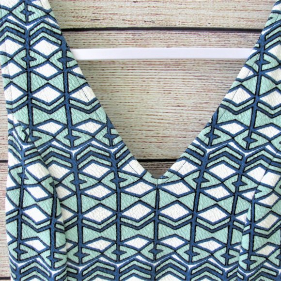 Maeve Blue/Green Geometric Cut-out dress - Picture 7 of 8